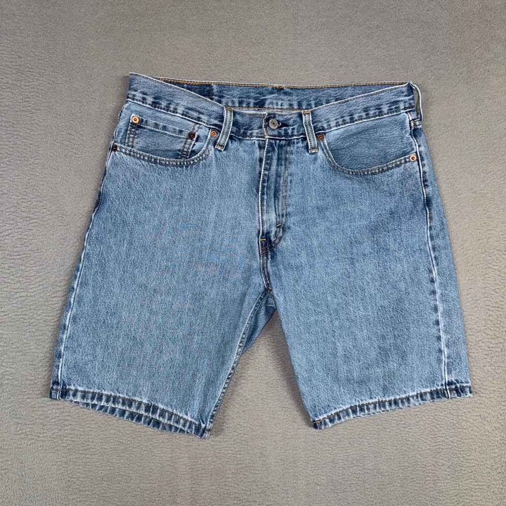 Levis Denim Shorts Mens 34 Blue 405 Standard Fit Medium Wash Jean Shorts